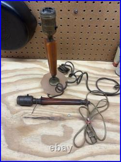 2 Vintage Art Deco Boudoir Table Lamps For Parts Bakelite With Depression Glass