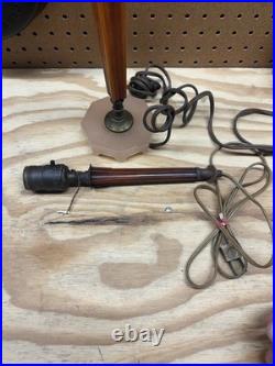 2 Vintage Art Deco Boudoir Table Lamps For Parts Bakelite With Depression Glass