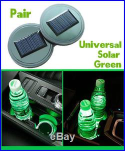 2 X Universal Solar Cup Holder Bottom Pad LED Light Trim Green Atmosphere Lamp