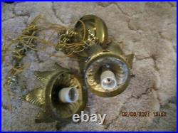 2 light vintage Swag Hanging Lamp Canopy and Shade Holder & Chain Parts