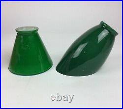 2 vintage cased green glass lamp shades lighting parts refurbishing