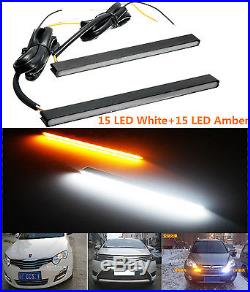 2pcs Ultra Slim Switchback White/Amber Lights 30LED DRL Daytime Running Fog Lamp