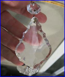 30 Vintage French pendant leaf Crystal Glass Prism oil Lamp Chandelier Parts