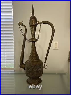 31 Tall Brass Middle Eastern Vintage Tea Pot Lamp (FOR PARTS AND REPAIR ONLY)