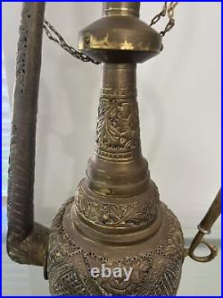31 Tall Brass Middle Eastern Vintage Tea Pot Lamp (FOR PARTS AND REPAIR ONLY)