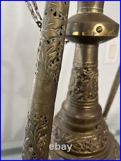 31 Tall Brass Middle Eastern Vintage Tea Pot Lamp (FOR PARTS AND REPAIR ONLY)