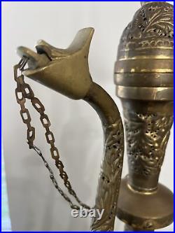 31 Tall Brass Middle Eastern Vintage Tea Pot Lamp (FOR PARTS AND REPAIR ONLY)