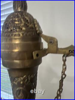 31 Tall Brass Middle Eastern Vintage Tea Pot Lamp (FOR PARTS AND REPAIR ONLY)