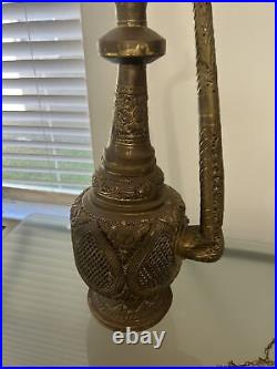31 Tall Brass Middle Eastern Vintage Tea Pot Lamp (FOR PARTS AND REPAIR ONLY)