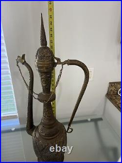 31 Tall Brass Middle Eastern Vintage Tea Pot Lamp (FOR PARTS AND REPAIR ONLY)