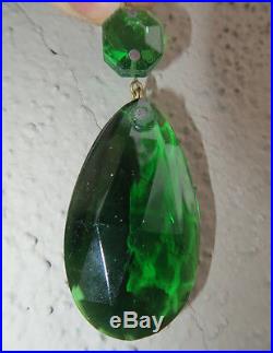 36 Vintage light Emerald Green German glass Crystal Prism Lamp Chandelier Part