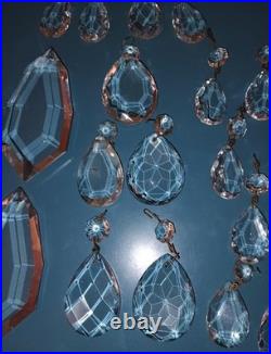 36 Vtg Chandelier Parts Cut Glass Crystal Mixed Lot