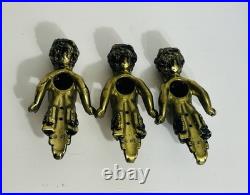 3 Antique Brass Putti Cherub Lamp Parts Figurines 6 Tall Art Nouveau Glam