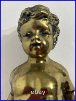 3 Antique Brass Putti Cherub Lamp Parts Figurines 6 Tall Art Nouveau Glam