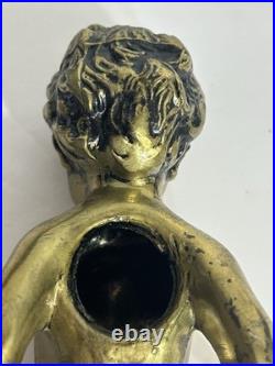 3 Antique Brass Putti Cherub Lamp Parts Figurines 6 Tall Art Nouveau Glam