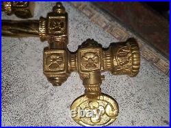 3 Antique Vintage Brass Victorian Gas Light Wall Sconce Arm Lamp Parts