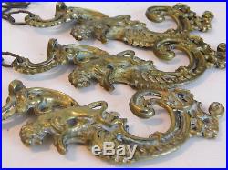 3 Vintage Brass Lion Side Brackets for Hanging Oil Kerosene Brass Lamp Parts