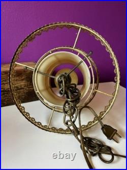 3 Vintage Retro MCM Hanging Tiered Brass Light Fixtures Filigree Cylinder PARTS