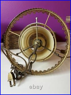 3 Vintage Retro MCM Hanging Tiered Brass Light Fixtures Filigree Cylinder PARTS