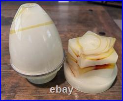 3 pieces Vintage Art Deco Akro Agate Slag Shade Glass Parts for Lamp
