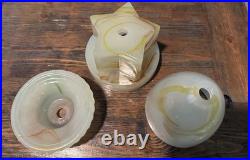 3 pieces Vintage Art Deco Akro Agate Slag Shade Glass Parts for Lamp