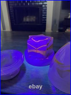 3 pieces Vintage Art Deco Akro Agate Slag Shade Glass Parts for Lamp