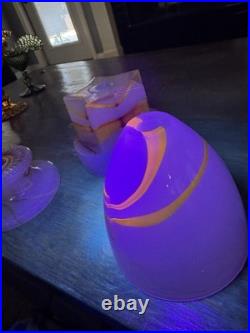 3 pieces Vintage Art Deco Akro Agate Slag Shade Glass Parts for Lamp