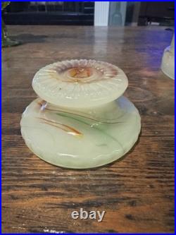 3 pieces Vintage Art Deco Akro Agate Slag Shade Glass Parts for Lamp