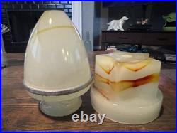 3 pieces Vintage Art Deco Akro Agate Slag Shade Glass Parts for Lamp