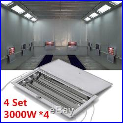 4Sets 3-Row Infrared Power Lamp Car Spray Paint Booth Dryer Light 220V 3000W 4