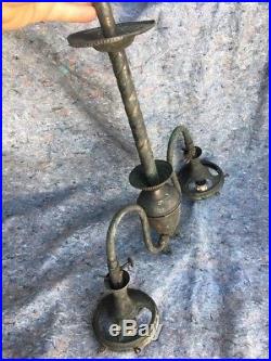 4 Antique Copper Brass Gas Light Sconce Wall Arm Lamp Parts Vintage Hanging