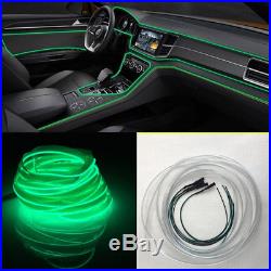 4 Green LED Car Ambient Light Panel Door Decorative Lamp Line + 4m Optical Fiber