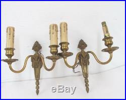 4 Lot Vintage Cast Brass Wall Sconce Wall Mount Light Lamp Parts or Repair