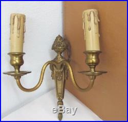 4 Lot Vintage Cast Brass Wall Sconce Wall Mount Light Lamp Parts or Repair