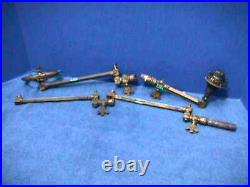 4 Matching ARM/Ornate VALVES+Shade Holders c1890 BRASS Wall Mount GAS Parts(5x4)