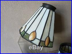 4 Vintage Leaded Glass MISSION Shades table Lamp parts hanging ARTS and CRAFTS