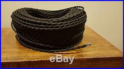 50 ft Black Twisted Cloth Covered Wire Vintage Antique Lamp Cord