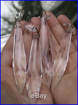 50 vintage French U-drop Crystal Glass Prism Lamp sconce Chandelier Parts brass