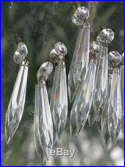 50 vintage French U-drop Crystal Glass Prism Lamp sconce Chandelier Parts brass
