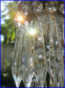 50 vintage Prism Lamp Chandelier Parts Icicle Crystal Glass brass pins