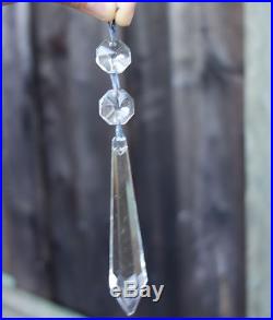 50 vintage hanging French large drop Crystal Glass Prisms Lamp Chandelier Parts