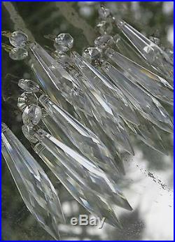 55 vintage French U-drop Crystal Glass Prism Lamp sconce Chandelier Parts brass