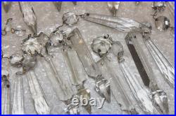 59 Vintage Chandelier Crystal Prisms Drops Octagons Lamp Parts Restoration Lot