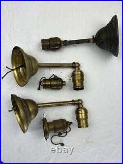 5 ANTIQUE HUBBELL SOCKETS Lighting Lamp Parts Lot Wall Sconces Pair Acorn Pull