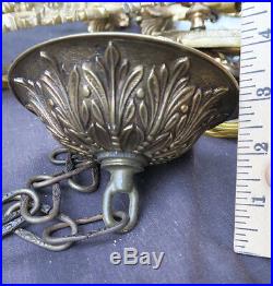 5 Vintage cast Brass Bronze Ceiling canopy 23 chain lamp chandelier part