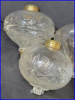 5 lot Atterbury, Sandwich Glass, etc. Oil Lamp Peg Fonts 1870s Antique Parts