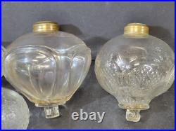 5 lot Atterbury, Sandwich Glass, etc. Oil Lamp Peg Fonts 1870s Antique Parts