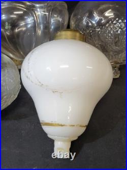 5 lot Atterbury, Sandwich Glass, etc. Oil Lamp Peg Fonts 1870s Antique Parts