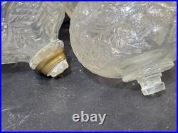 5 lot Atterbury, Sandwich Glass, etc. Oil Lamp Peg Fonts 1870s Antique Parts