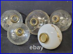 5 lot Atterbury, Sandwich Glass, etc. Oil Lamp Peg Fonts 1870s Antique Parts